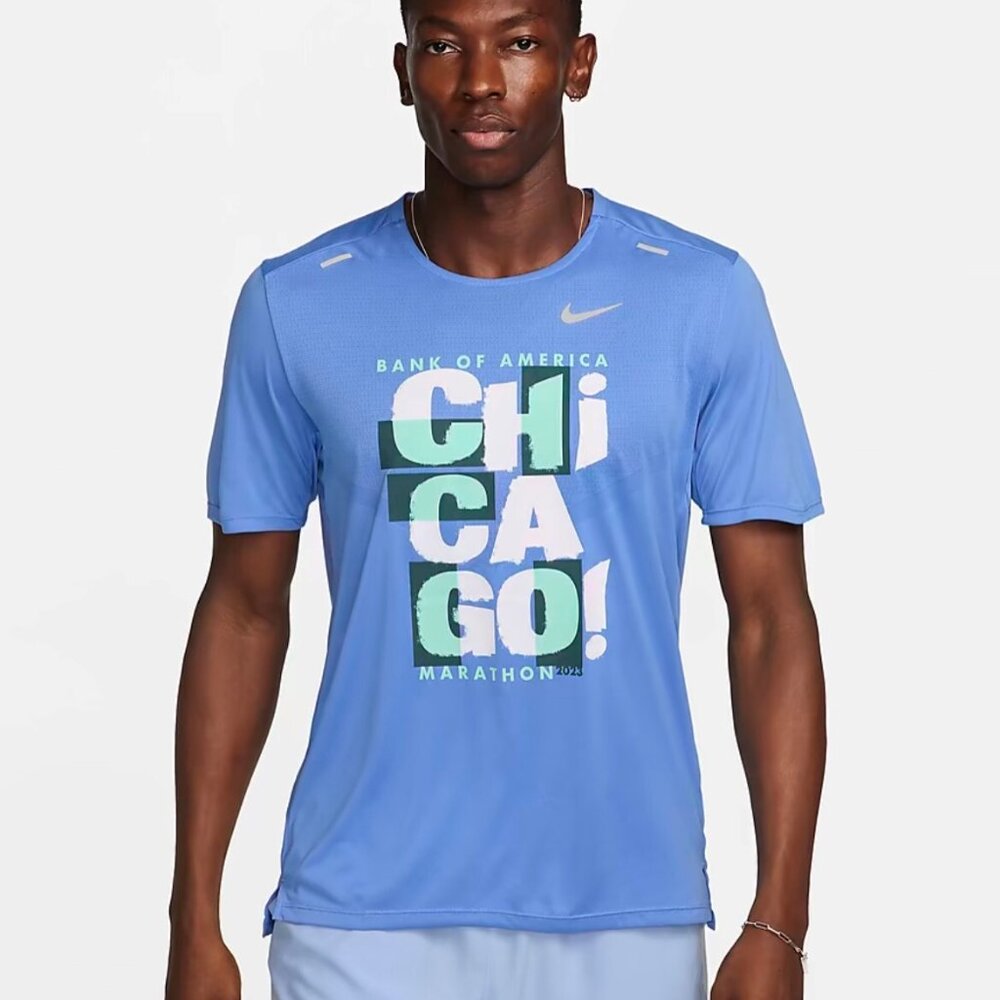 NWT BOA Nike Chicago Marathon 2023 Rise 365 Running Shirt top FD2689-450 SMALL